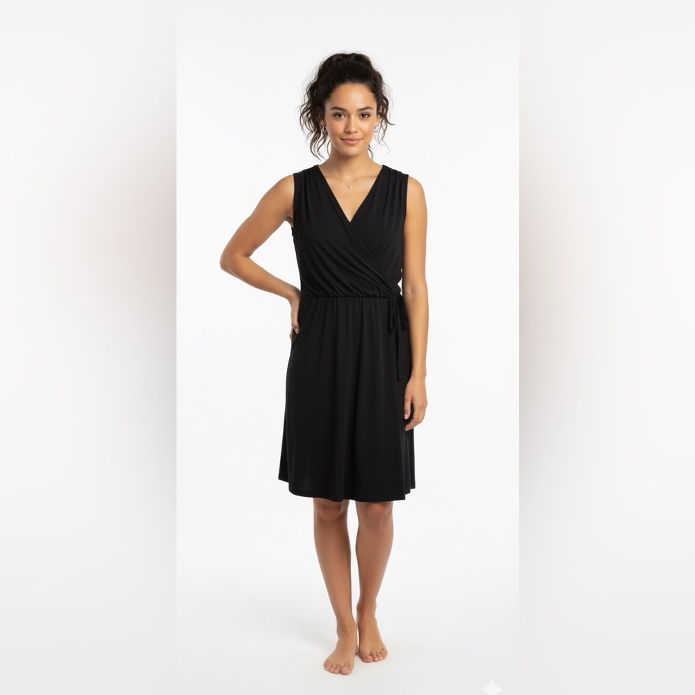 Nick & Nash Sleeveless Black Faux Wrap Dress Size Medium